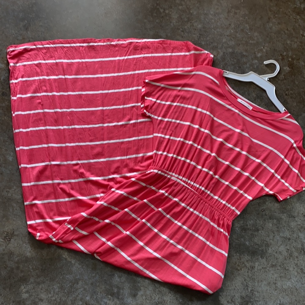 Coral striped maxi pocket dress - Picture 2 of 2